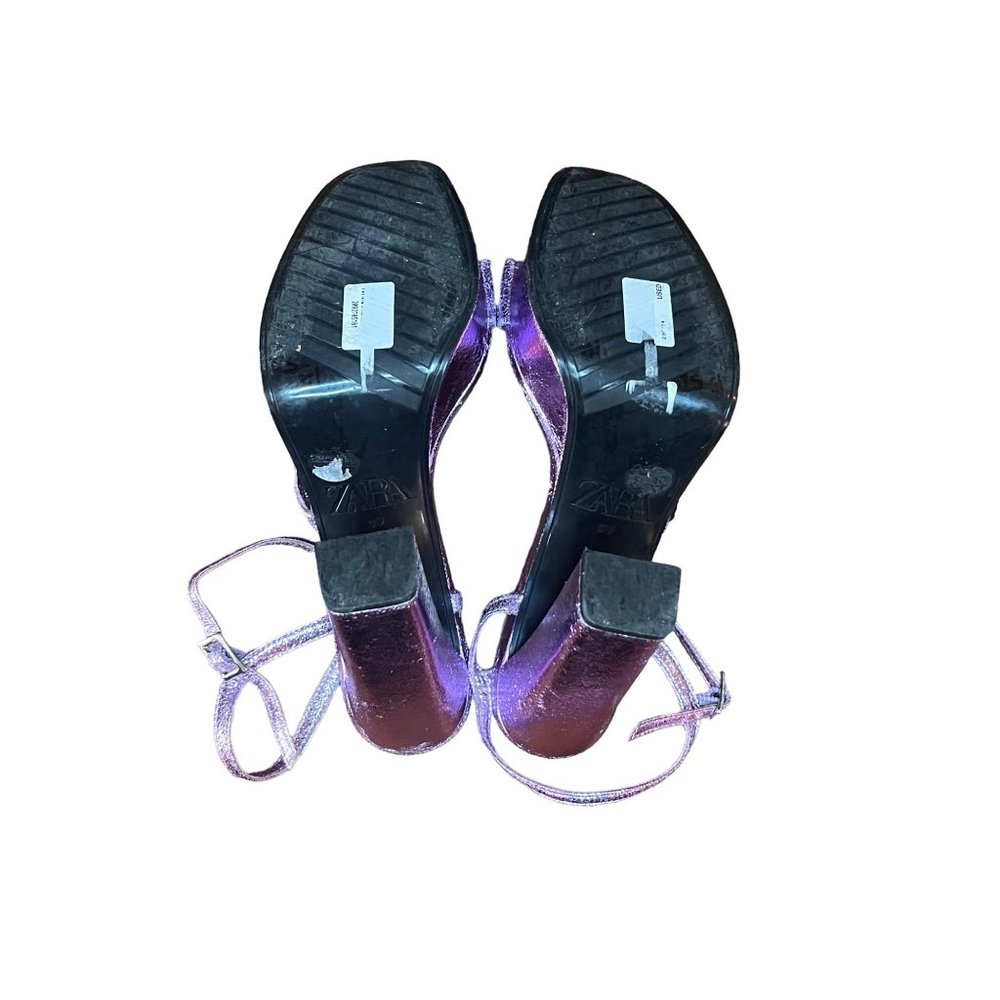 ZARA metallic purple foil platform heeled sandal size 39 - Picture 11 of 15